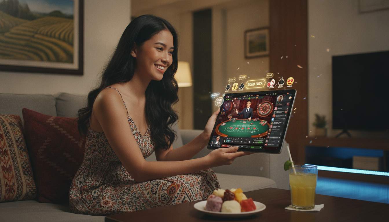 Live casino table with professional dealer